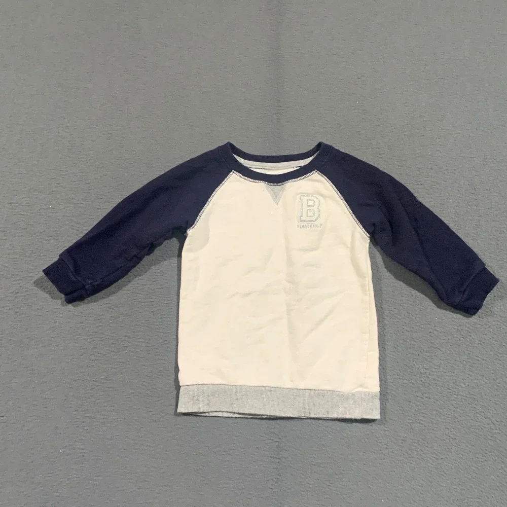 OshKosh‎ Bgosh 18M Navy White Raglan Sweatshirt B Yourself Varsity Pullover